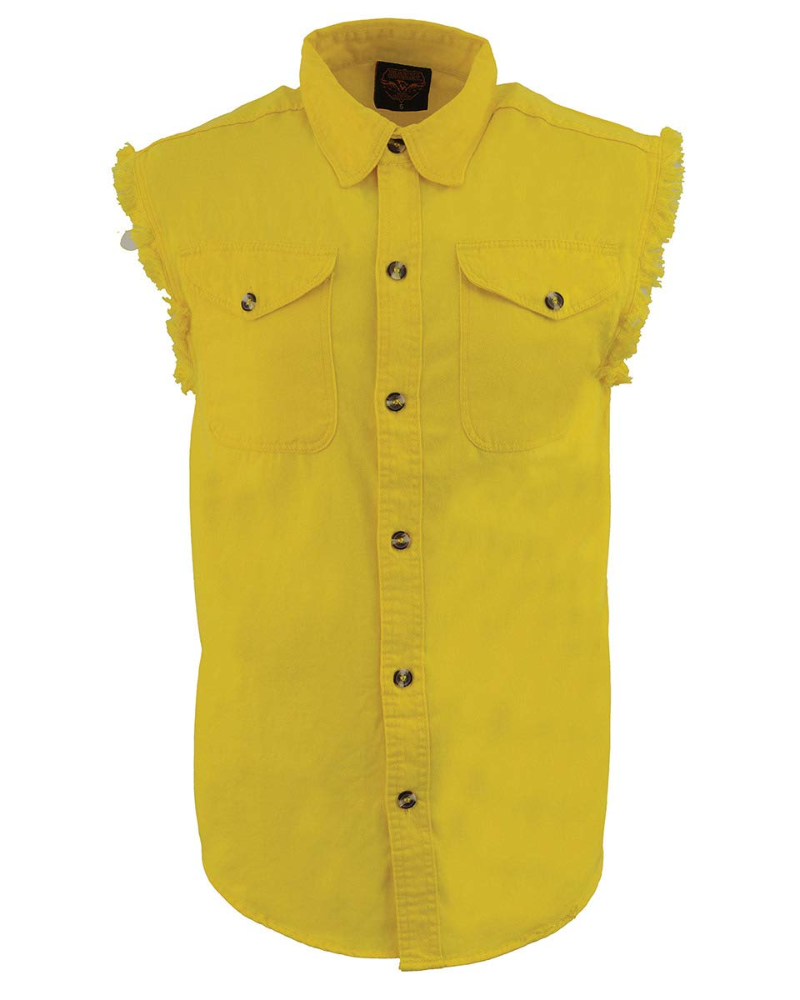 Gage Men's Sleeveless Denim Shirt – Cotton Button-Up Vest with Chest Pockets