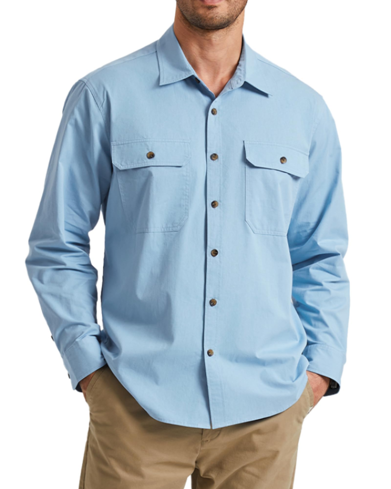 Brody Men's Cotton Overshirt – Button-Up Workwear Shirt with Chest Pockets