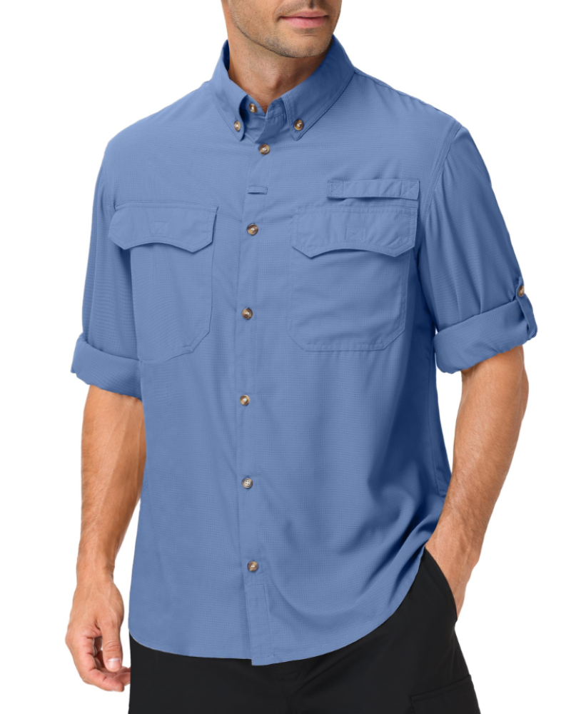 Gavin Men's UPF50+ Outdoor Shirt – Quick-Dry Long Sleeve Hiking Shirt with Pockets