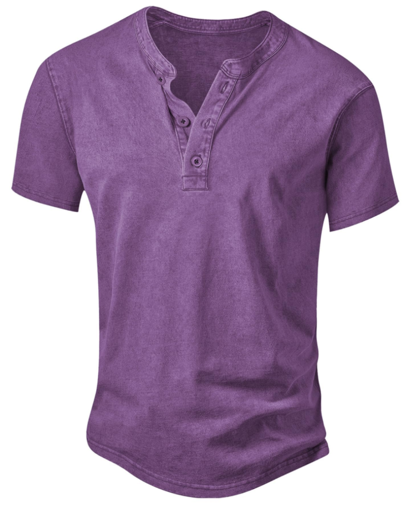 Sawyer Men's Cotton Henley T-Shirt – Vintage Button Neck Short Sleeve Casual Top