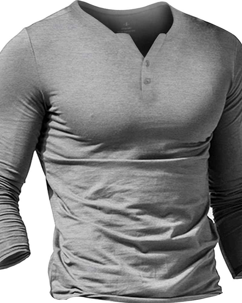 Declan Men's Cotton Henley T-Shirt – Slim Fit Button Neck Long & Short Sleeve Top