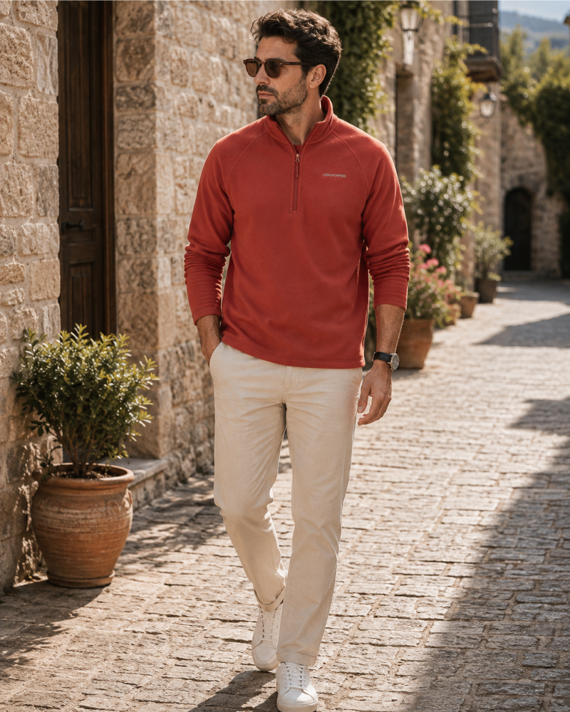 Mileson Men's Full Zip Fleece Jacket – Recycled Microfleece Outdoor Layer with Zip Pockets
