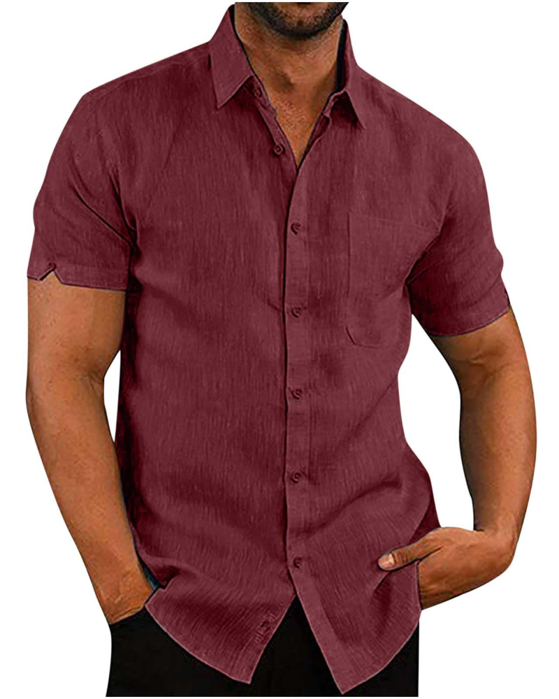 Colby Men's Short Sleeve Button Shirt – Polyester Casual Summer Collared Shirt
