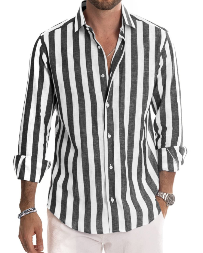 Trenton Men's Striped Shirt – Long Sleeve Button-Up Casual Shirt