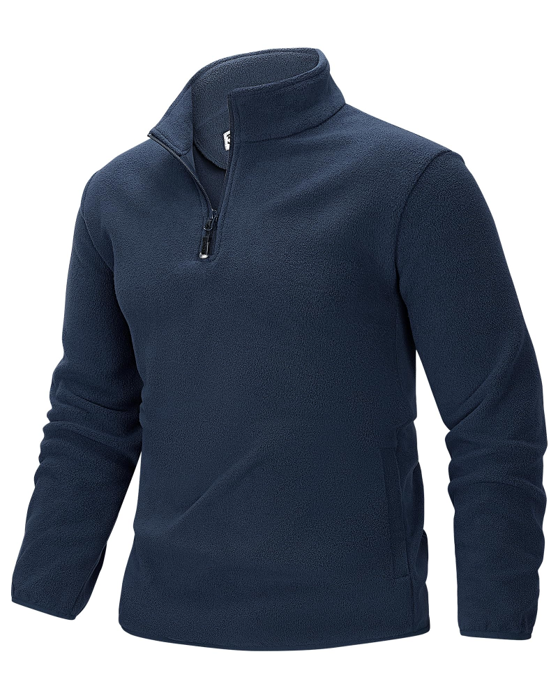 Keaton Men's Quarter Zip Fleece Pullover – Polyester Outdoor Jacket with Zip Pockets