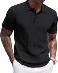 Heiner Men's Knitted Polo Shirt – Textured Short Sleeve Button Polo in 100% Viscose