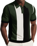 Tristan Men's Knitted Polo Shirt – Textured Short Sleeve Collared Knit Top