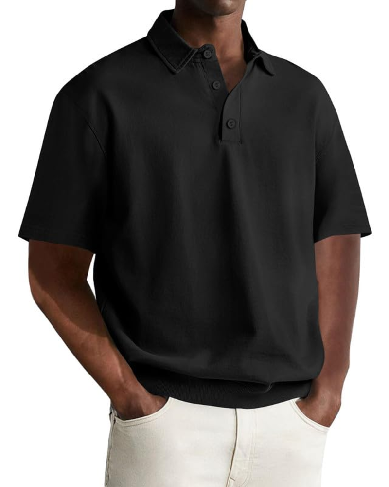 Grayson Men's Polo Shirt – Short Sleeve Three Button Collared Casual Top