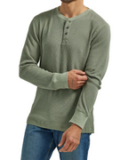 Lincoln Men's Waffle Henley T-Shirt – Long Sleeve Cotton Blend Button Neck Top