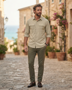Preston Men's UPF50+ Safari Shirt – Quick-Dry Long Sleeve Hiking Shirt with Pockets