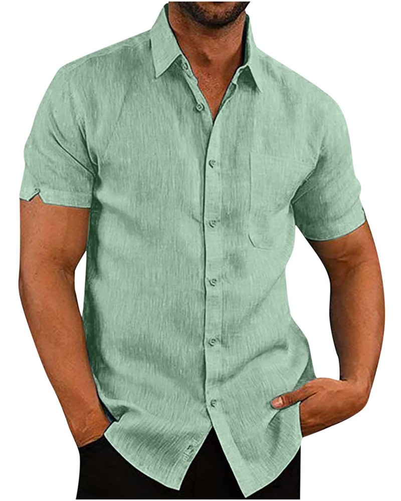 Colby Men's Short Sleeve Button Shirt – Polyester Casual Summer Collared Shirt