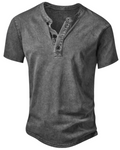 Sawyer Men's Cotton Henley T-Shirt – Vintage Button Neck Short Sleeve Casual Top