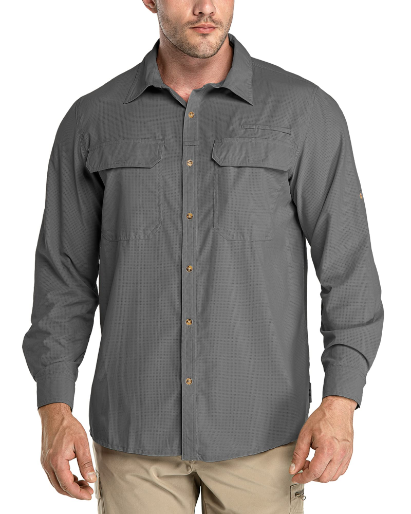 Brandon Men's UPF50+ Fishing Shirt – Long Sleeve Quick-Dry Outdoor Shirt with Pockets