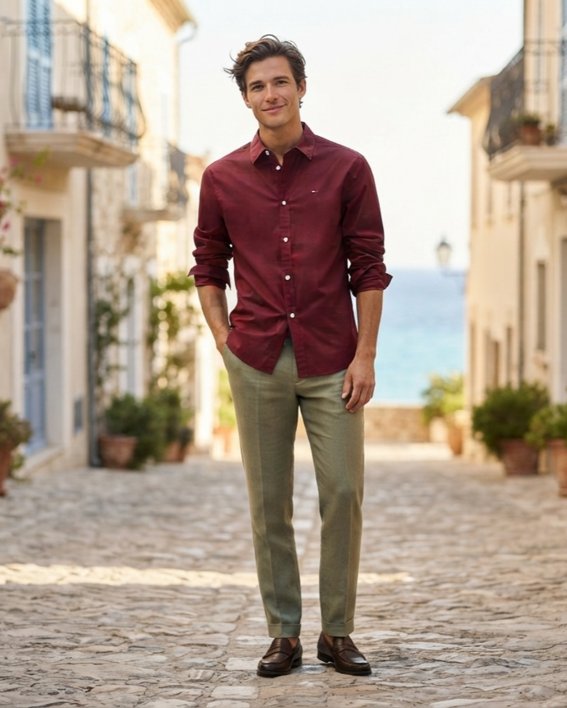 Lennon Men's Organic Cotton Blend Shirt – Slim Fit Long Sleeve Poplin Shirt