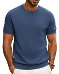 Ellison Men's Knitted T-Shirt – Textured Short Sleeve Crew Neck Knit Top