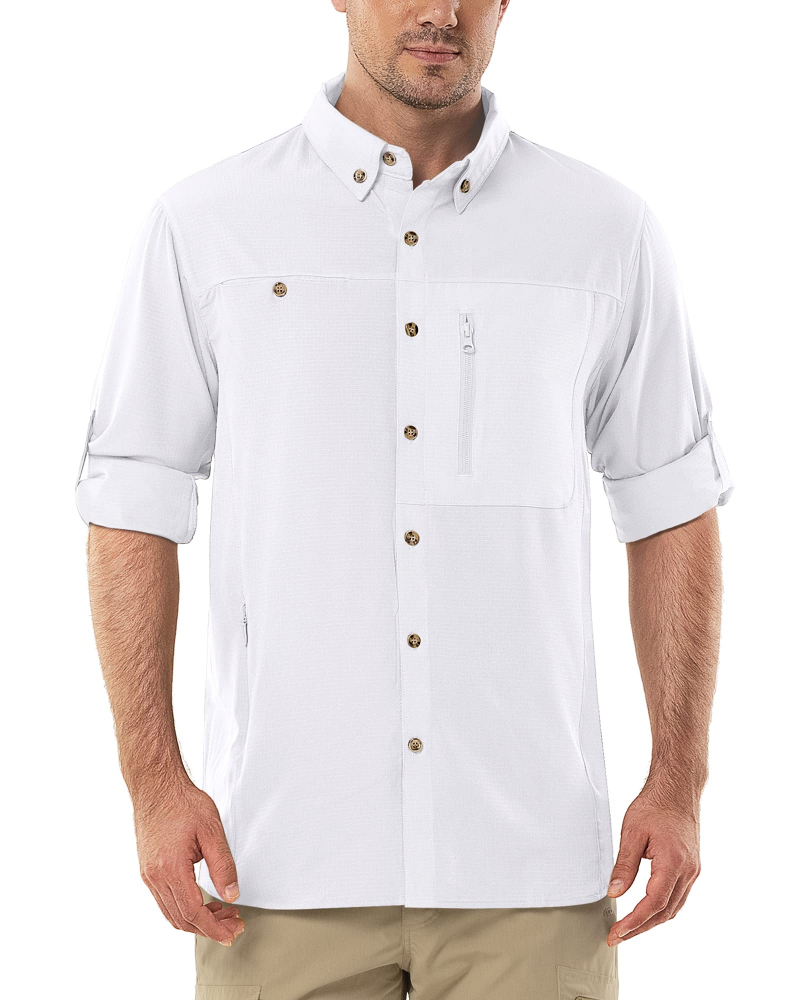 Aidan Men's UPF50+ Fishing Shirt – Roll Sleeve Outdoor Hiking Shirt with Pockets