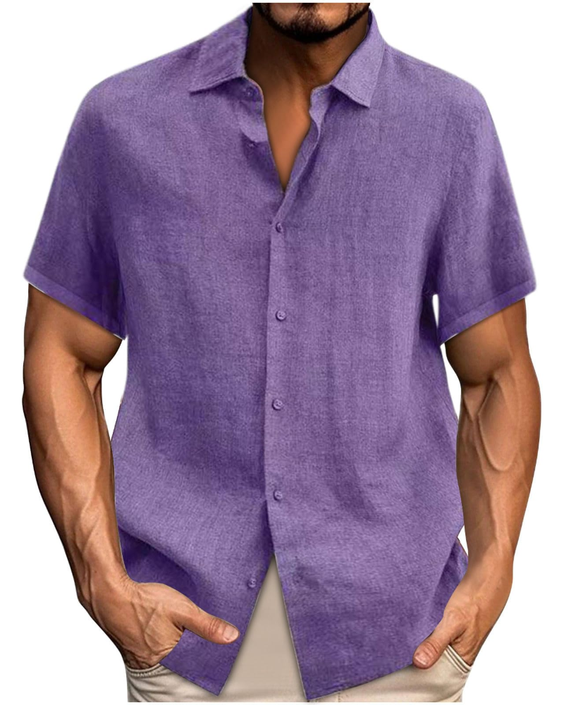 Weston Men's Linen Blend Shirt – Long Sleeve Button-Up Casual Beach & Business Shirt
