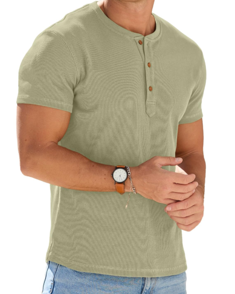 Dylan Men's Cotton Blend Henley T-Shirt – 3-Button Short Sleeve Casual Top