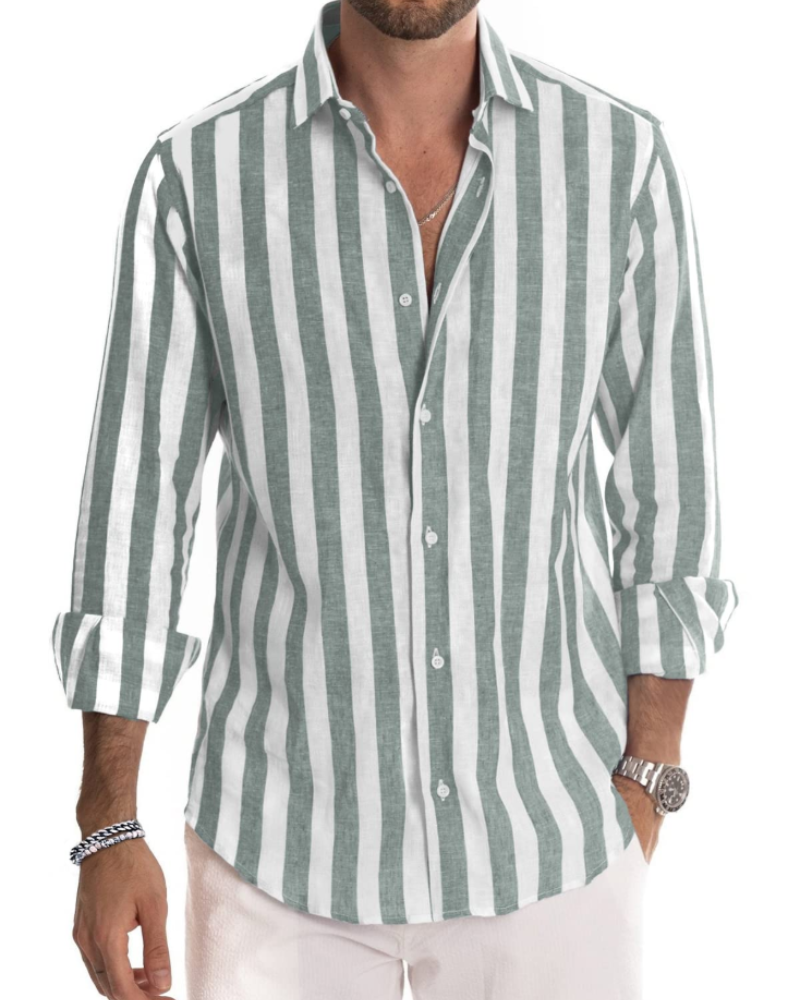 Trenton Men's Striped Shirt – Long Sleeve Button-Up Casual Shirt
