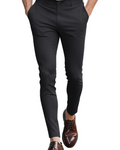 Blake Men's Slim Fit Chino Trousers – Stretch Cotton Zip Fly Casual Pants with 4 Pockets