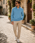 Grahamson Men's Cotton Zip Sweater – Regular Fit Mock Neck Knit Jumper