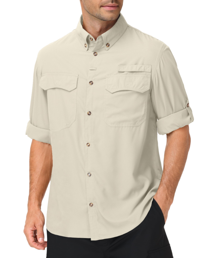 Gavin Men's UPF50+ Outdoor Shirt – Quick-Dry Long Sleeve Hiking Shirt with Pockets