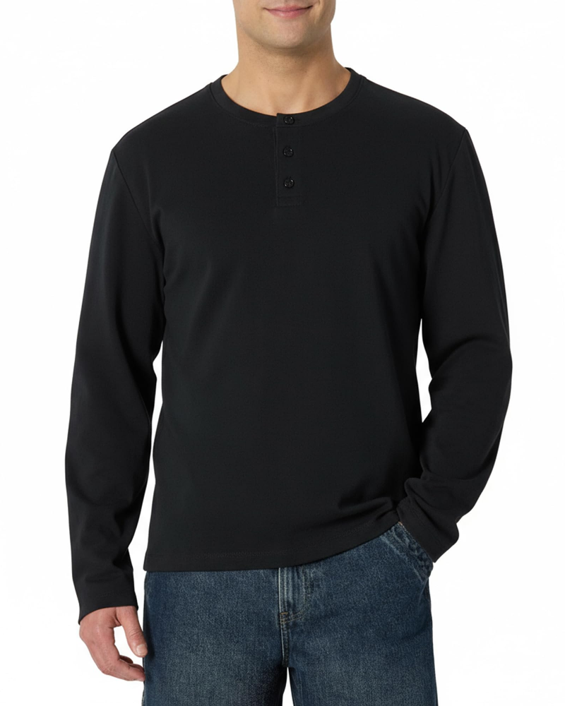 Blake Men's Cotton Henley T-Shirt – Relaxed Fit Button Neck Short Sleeve Casual Top