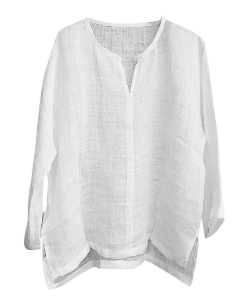 Parker Men's Cotton Linen Henley Shirt – Long Sleeve Band Collar Button Casual Shirt