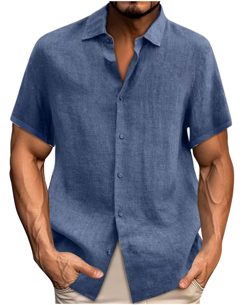 Colby Men's Short Sleeve Button Shirt – Polyester Casual Summer Collared Shirt
