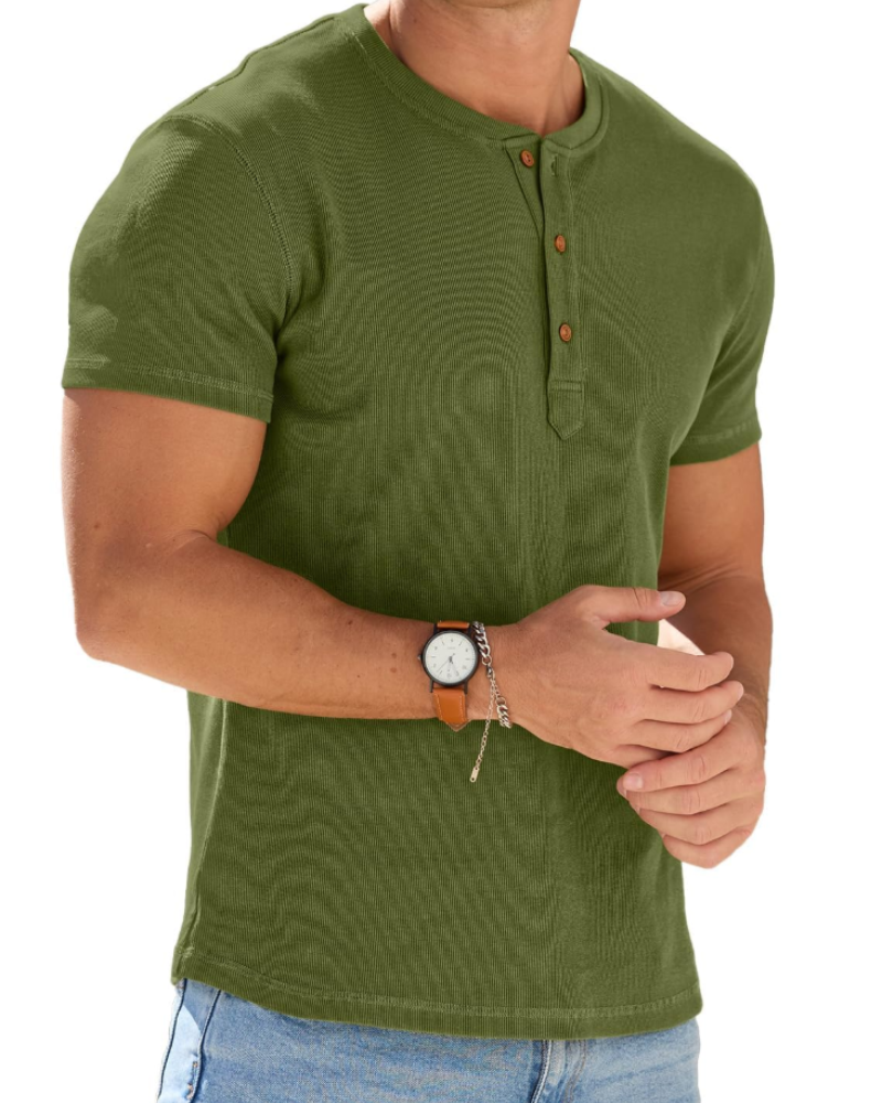 Dylan Men's Cotton Blend Henley T-Shirt – 3-Button Short Sleeve Casual Top