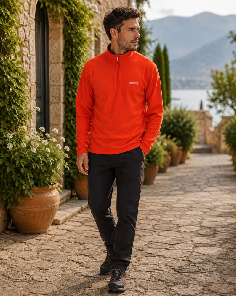 Kieran Men's Quarter Zip Fleece Pullover – Recycled Polyester Outdoor Sweatshirt