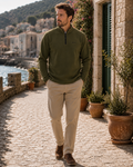 Flynn Men's Quarter Zip Fleece Pullover – Recycled Polyester Lightweight Jumper
