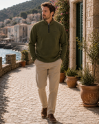Flynn Men's Quarter Zip Fleece Pullover – Recycled Polyester Lightweight Jumper