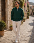Dalton Men's Quarter Zip Pullover – Recycled Polyester Blend Relaxed Fit Sweatshirt