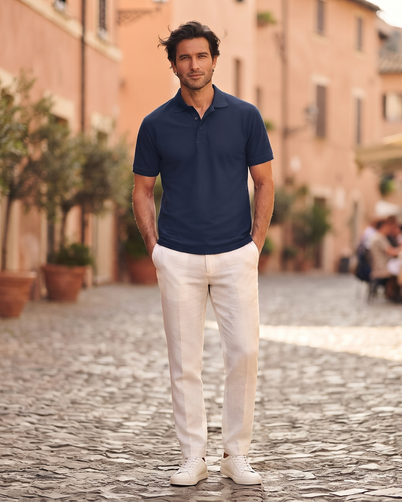 Stuart Men's Polycotton Polo Shirt – 210GSM Pique Work Polo with 3 Button Placket