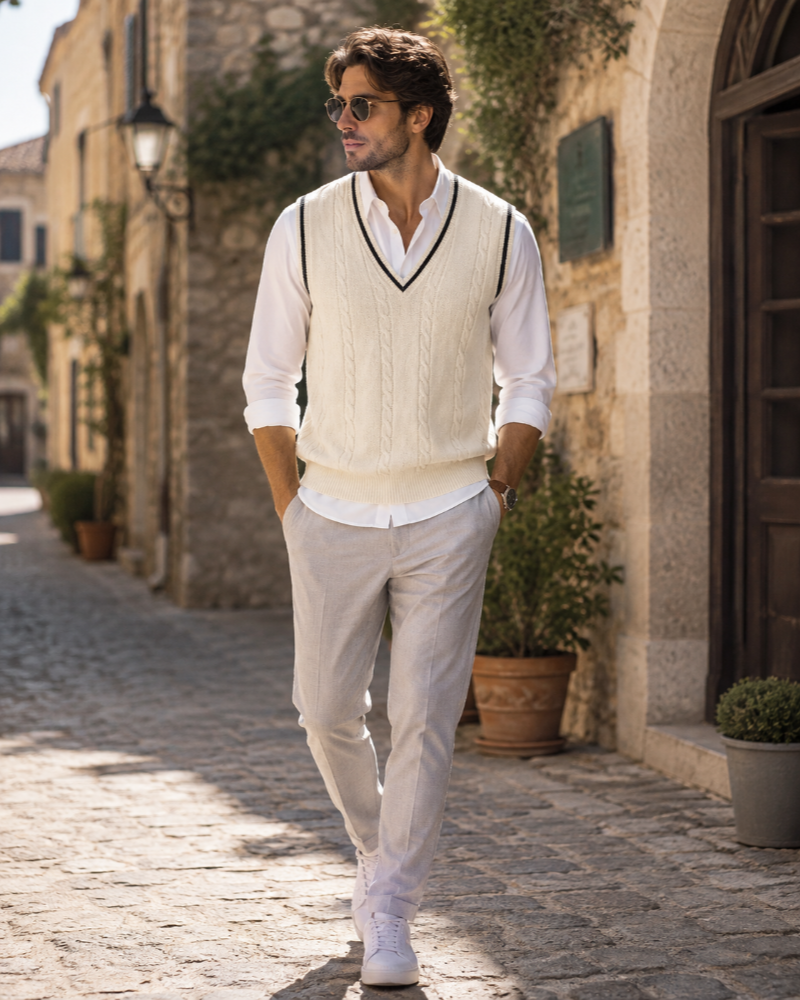 Harrison Men's Sweater Vest – V-Neck Knit Sleeveless Smart Casual Jumper