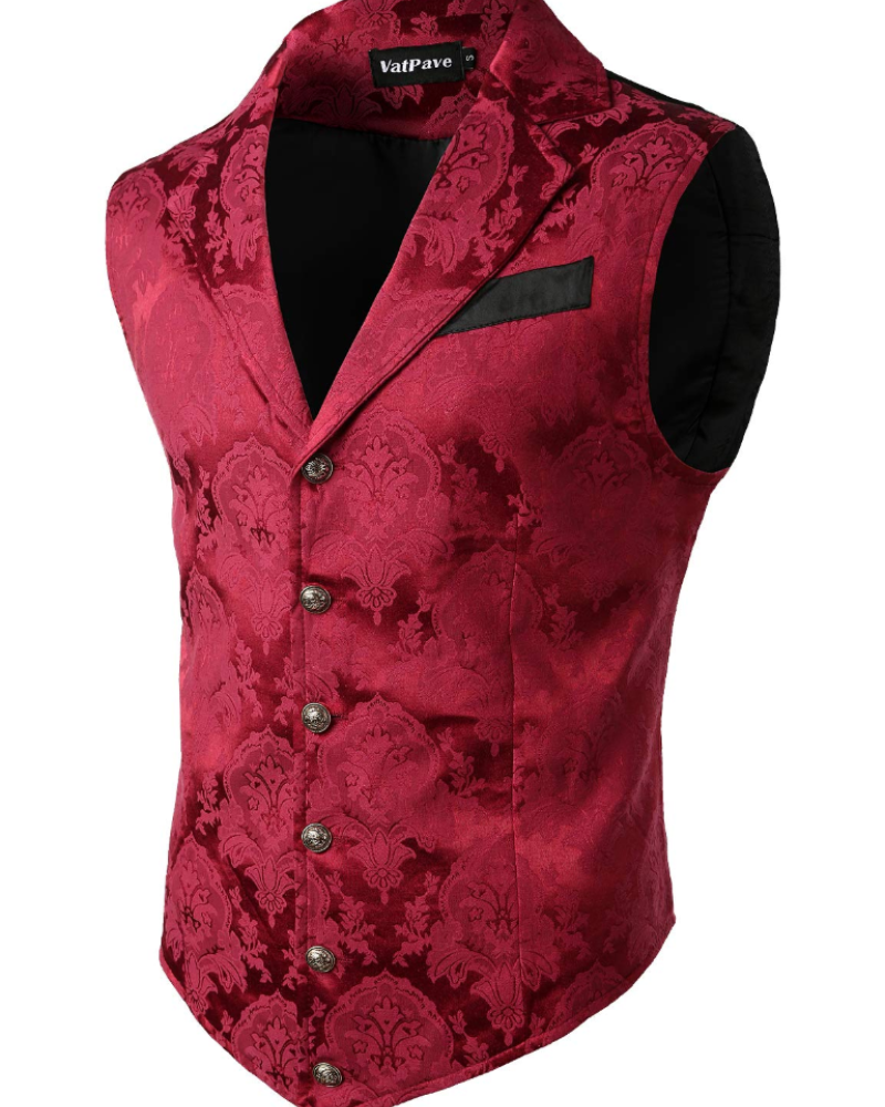 Victor Men's Steampunk Waistcoat – Gothic V-Neck Slim Fit Button Vest