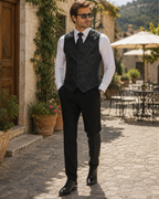 Maxwell Men's Paisley Silk Waistcoat – V-Neck Six Button Formal Vest