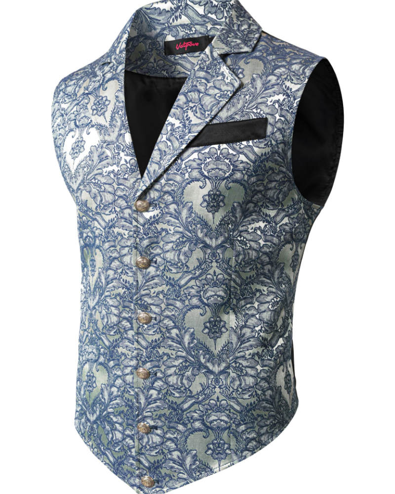 Victor Men's Steampunk Waistcoat – Gothic V-Neck Slim Fit Button Vest