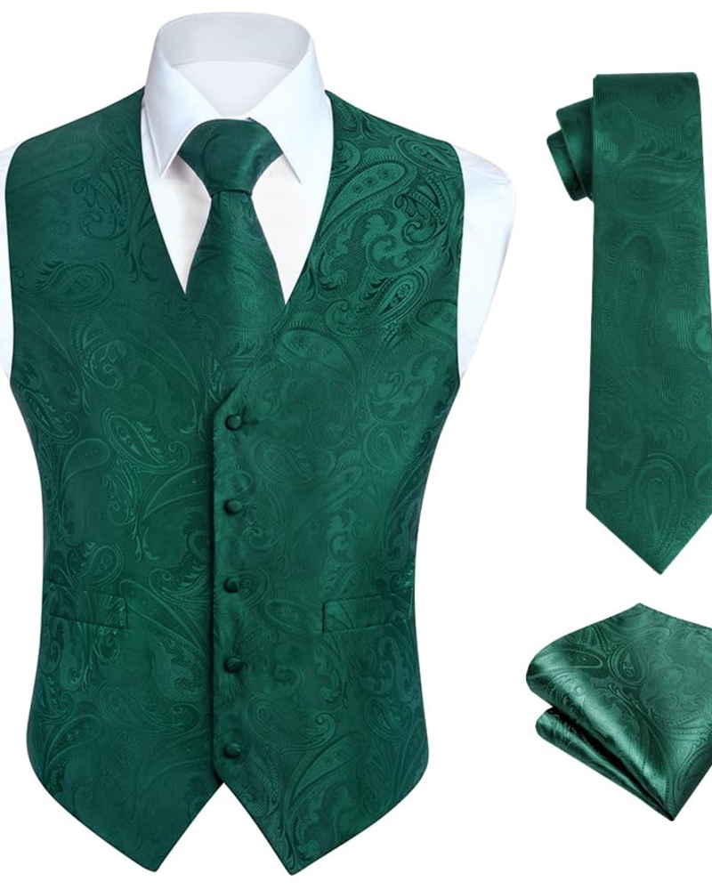 Maxwell Men's Paisley Silk Waistcoat – V-Neck Six Button Formal Vest