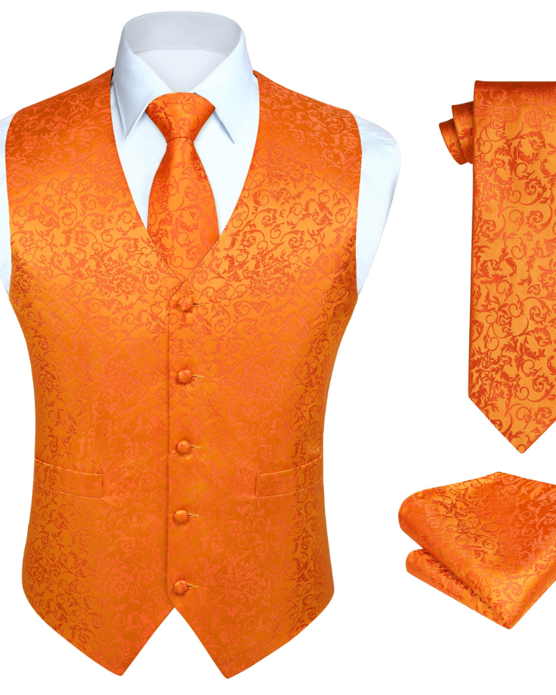 Maxwell Men's Paisley Silk Waistcoat – V-Neck Six Button Formal Vest
