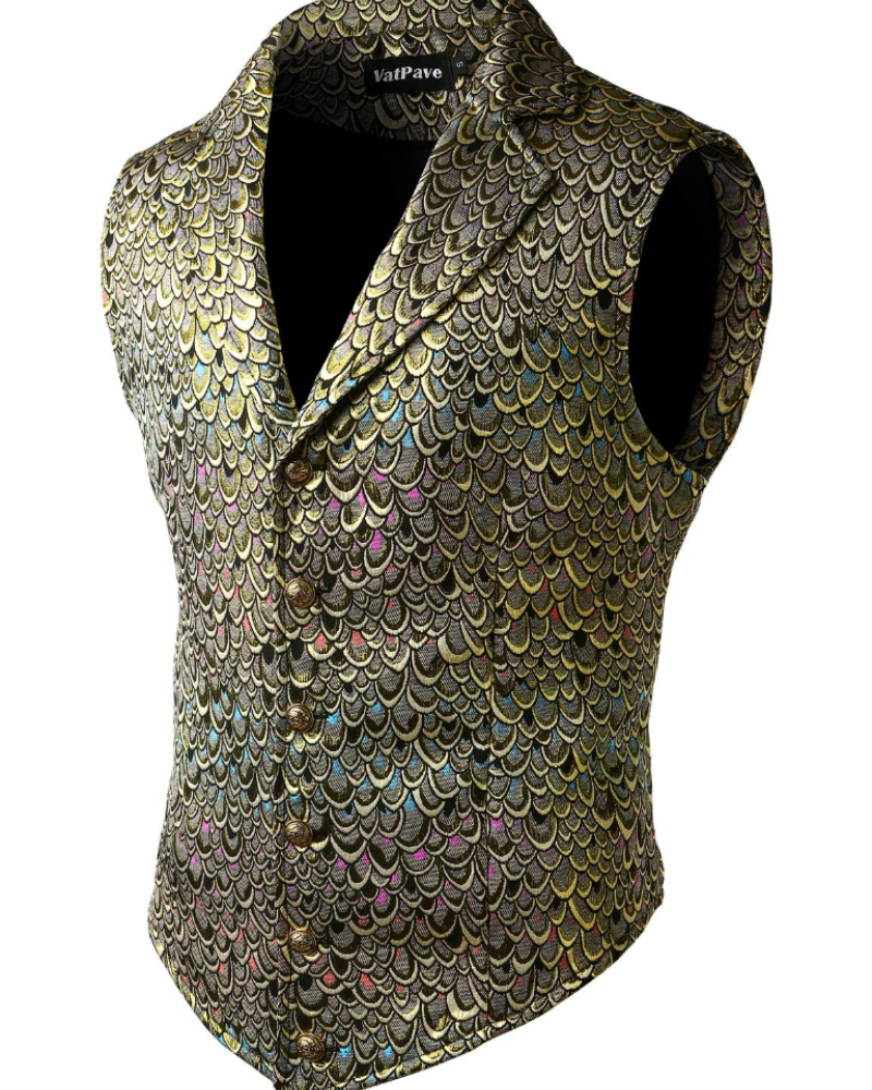 Victor Men's Steampunk Waistcoat – Gothic V-Neck Slim Fit Button Vest