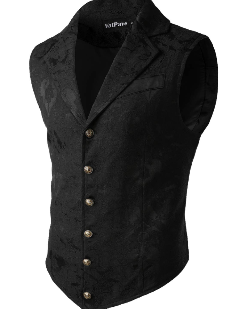 Victor Men's Steampunk Waistcoat – Gothic V-Neck Slim Fit Button Vest