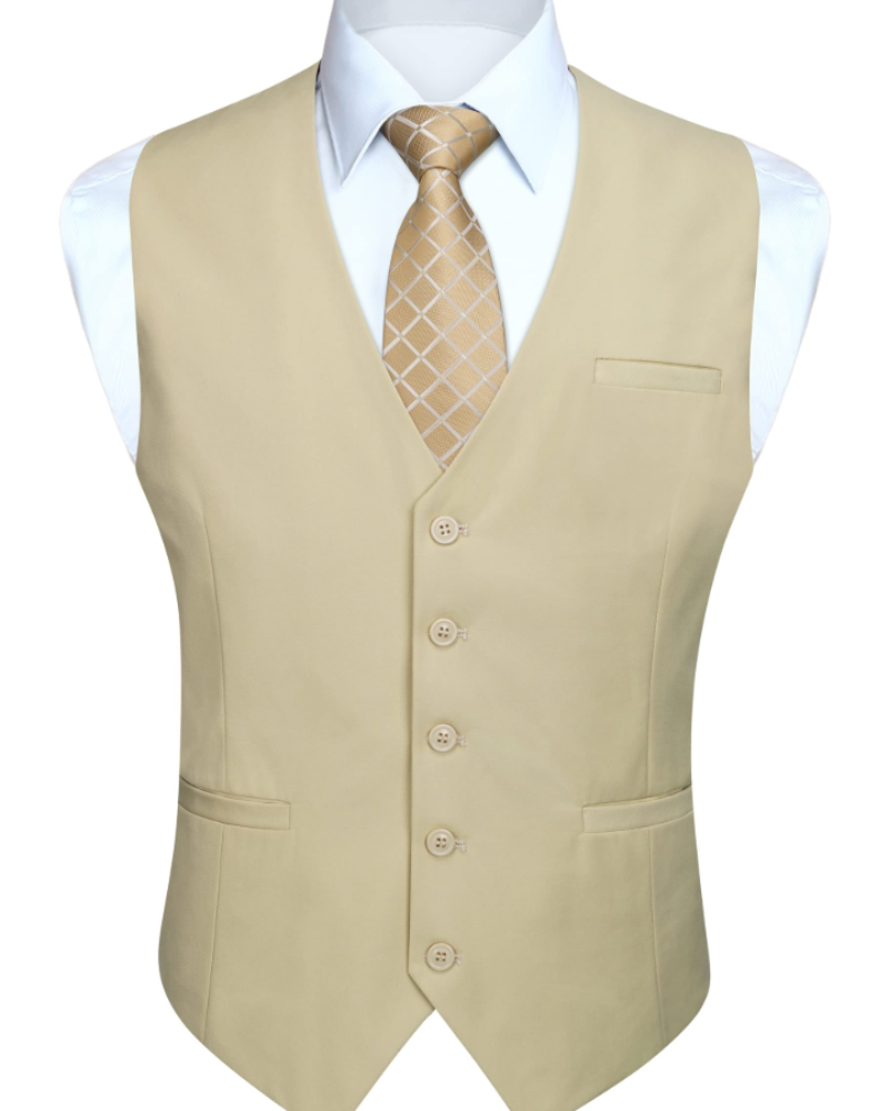Gideon Men's Waistcoat – Five Button Formal Vest with Adjustable Back Strap