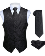 Maxwell Men's Paisley Silk Waistcoat – V-Neck Six Button Formal Vest