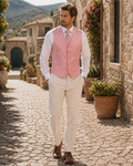 Dominic Men's Paisley Waistcoat Set – 3 Piece V-Neck Formal Vest with Tie & Pocket Square