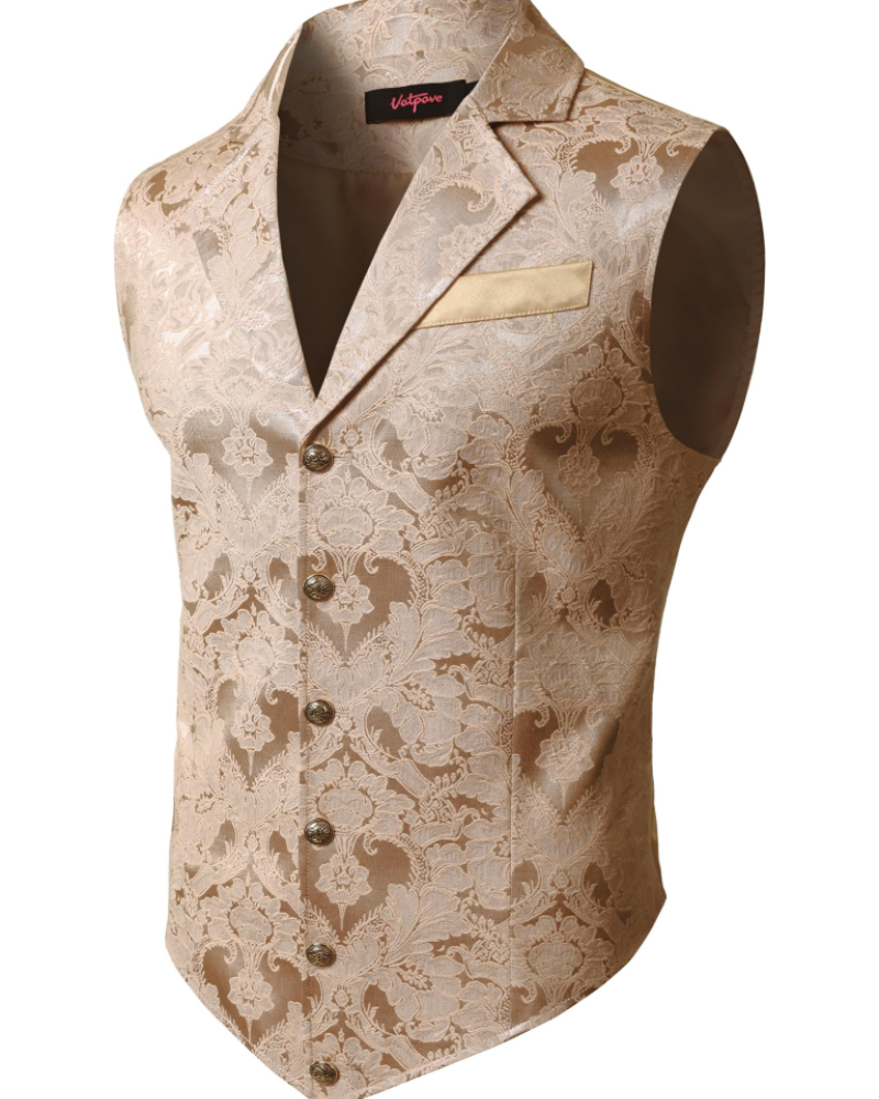 Victor Men's Steampunk Waistcoat – Gothic V-Neck Slim Fit Button Vest