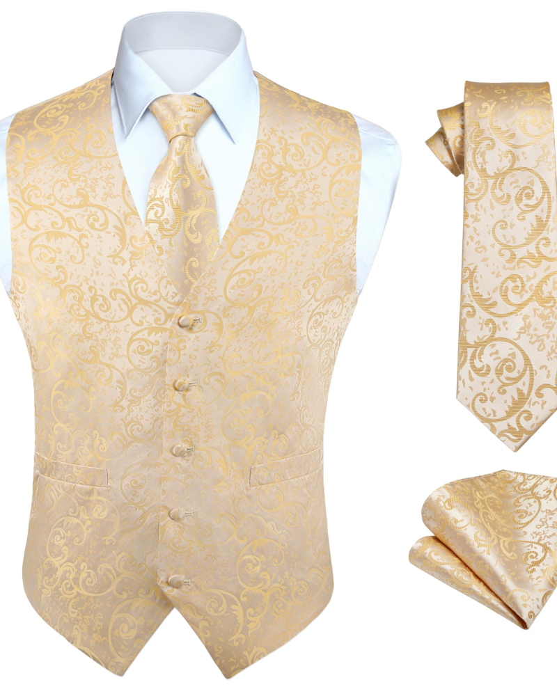Maxwell Men's Paisley Silk Waistcoat – V-Neck Six Button Formal Vest