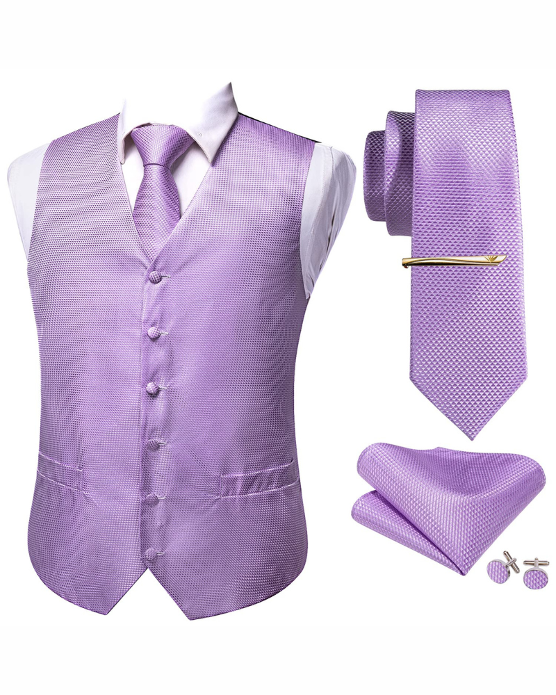 Harrison Men's Paisley Waistcoat Set – 5 Piece Formal Vest with Tie & Pocket Square