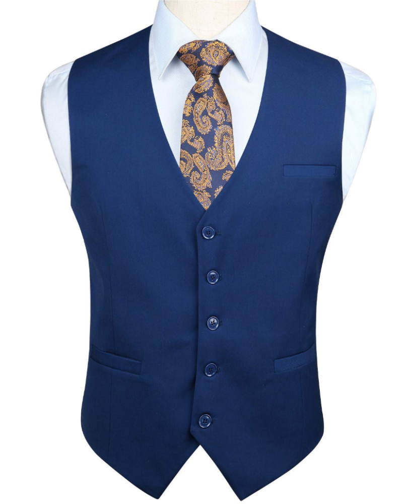 Gideon Men's Waistcoat – Five Button Formal Vest with Adjustable Back Strap